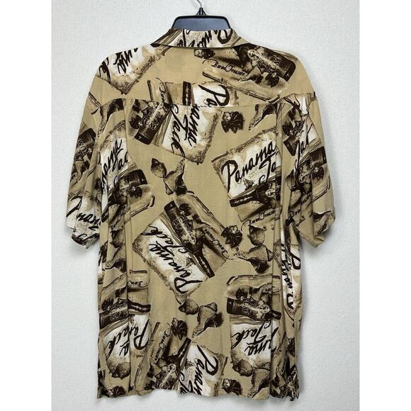 Panama Jack Men’s Brown Tropical Print Short Sleeve Button Up Shirt XL Hawaiian - Picture 6 of 12